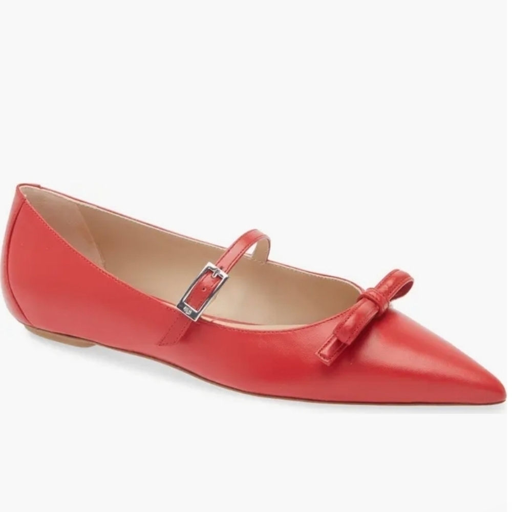 Stuart Weitzman Cherry Felicity Bow Mary Jane Flat 9